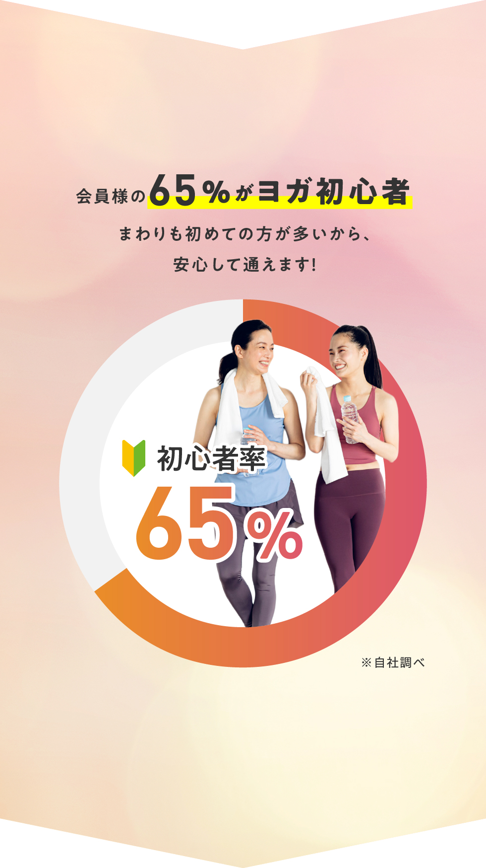 アイレクス・ライト会員様65%がヨガ初心者です